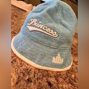 Princess Blue Terry Cloth Bucket Hat with Embroidered Design